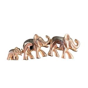 Vintage Trio of Marching Elephants Gold-toned Brooch w flag pin & safety closure